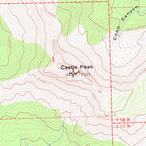 Topographic Map of Castle Peak, CA