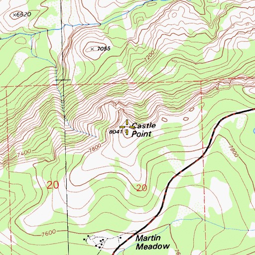Topographic Map of Castle Point, CA