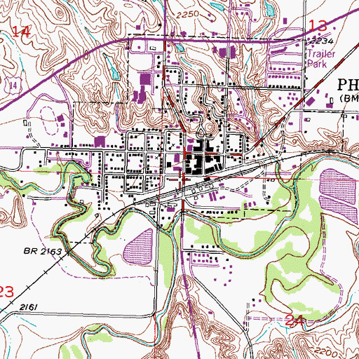 Topographic Map of Philip Fire Department, SD