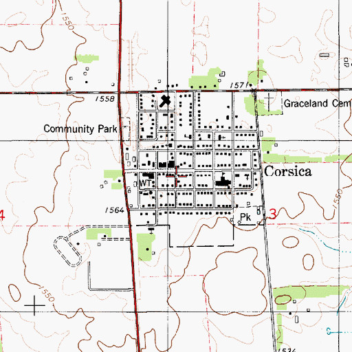 Topographic Map of Corsica Community Fire Department, SD