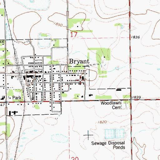 Topographic Map of Bryant Fire Department, SD