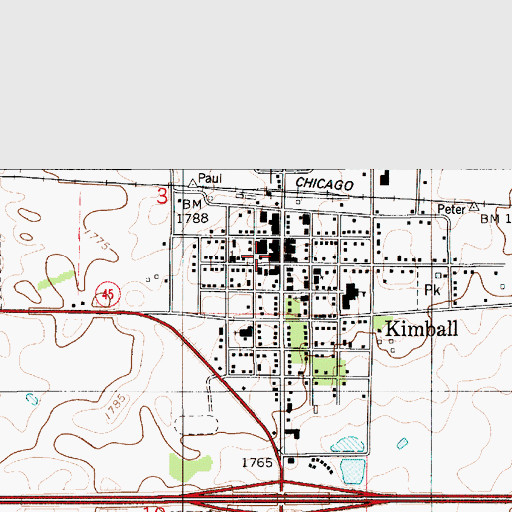 Topographic Map of Kimball Fire Department, SD