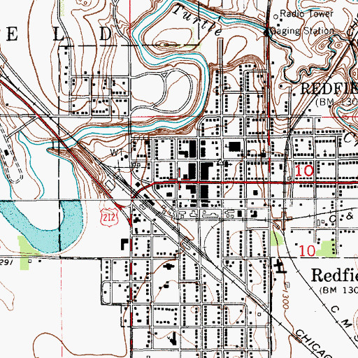 Topographic Map of Redfield Rural Fire Department, SD
