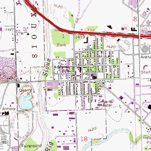 Topographic Map of Sioux Falls Fire Rescue Station 8, SD