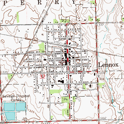 Topographic Map of Lennox Fire Department, SD