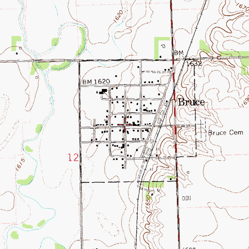 Topographic Map of Bruce Fire Department, SD
