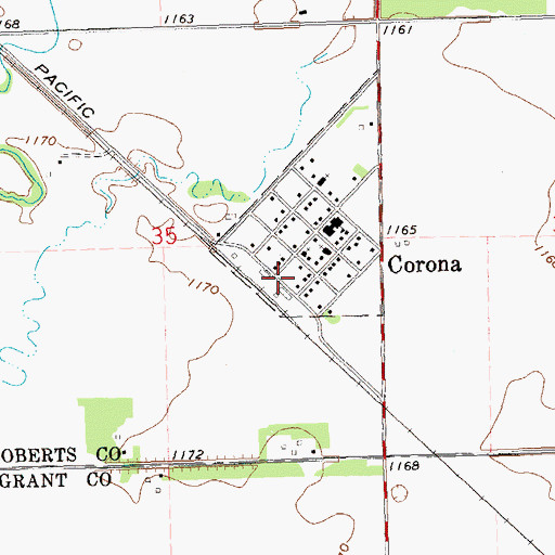 Topographic Map of Corona Volunteer Fire Department, SD