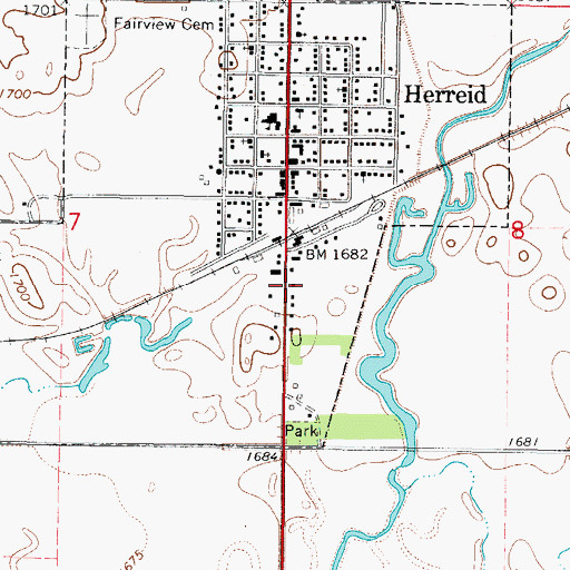 Topographic Map of Herreid Volunteer Fire Department, SD