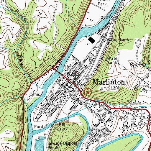 Topographic Map of Marlinton Rescue Squad, WV