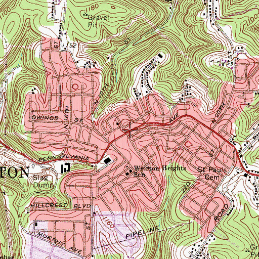 Topographic Map of Weirton Area Ambulance and Rescue, WV
