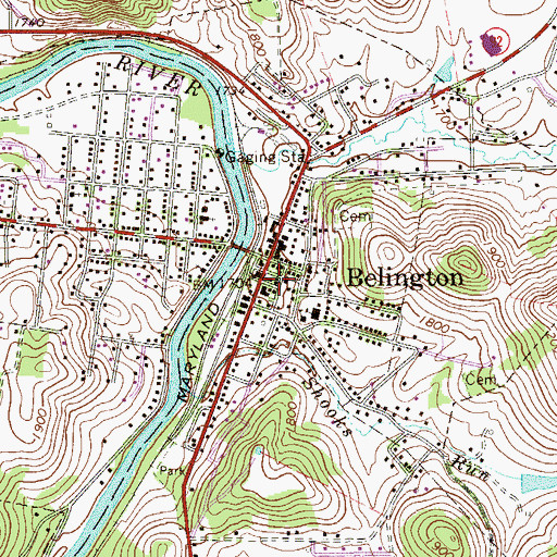 Topographic Map of Belington Emergency Squad Station 17, WV