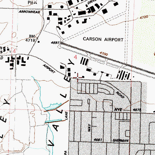 Topographic Map of Carson City Fire Department Station 52, NV
