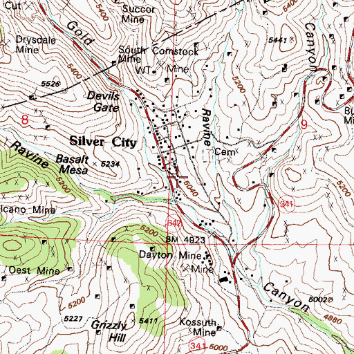 Topographic Map of Central Lyon County Fire Protection District Silver City Volunteer Fire Department Station 34, NV