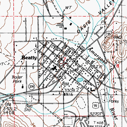 Topographic Map of Beatty Volunteer Ambulance Service, NV