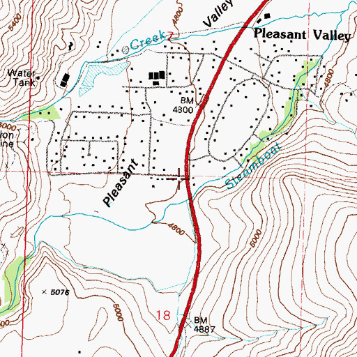 Topographic Map of Pleasant Valley Volunteer Fire Department 37, NV
