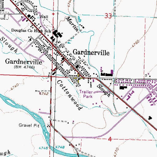 Topographic Map of East Fork Fire and Paramedic Districts Station 2 Gardnerville Volunteer Fire Department, NV