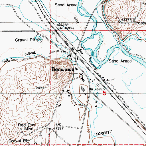 Topographic Map of Beowawe Volunteer Fire Department, NV