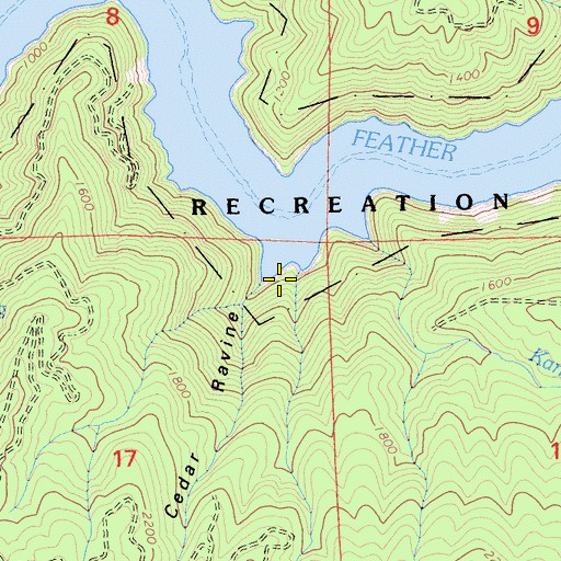Topographic Map of Cedar Ravine, CA