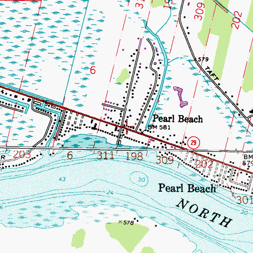 Topographic Map of Pearl Beach Post Office, MI