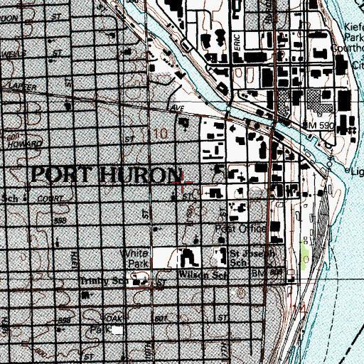 Topographic Map of First Presbyterian Church, MI