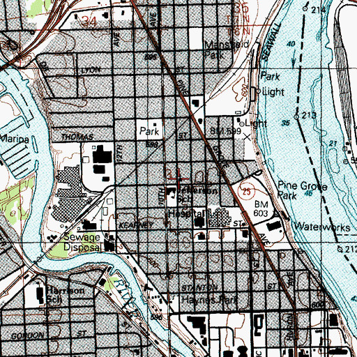 Topographic Map of Washington Avenue United Methodist Church, MI
