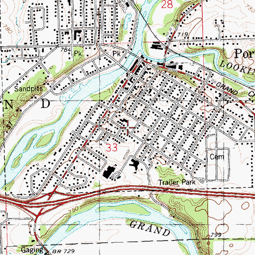 Topographic Map of Brush Street Park, MI