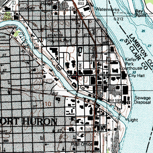 Topographic Map of Port Huron High School Historical Marker, MI