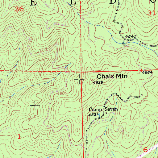 Topographic Map of Chaix Mountain, CA