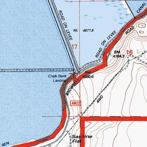 Topographic Map of Chalk Bank Landing, CA