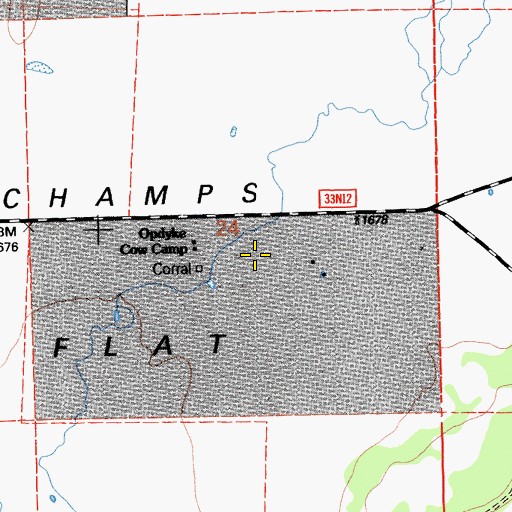 Topographic Map of Champs Flat, CA