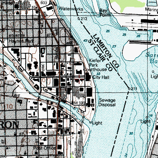 Topographic Map of Saint Clair Public Library, MI