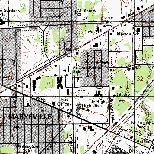 Topographic Map of Pilgrim Lutheran Church, MI