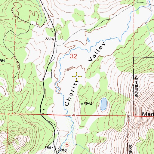 Topographic Map of Charity Valley, CA