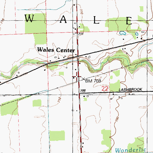 Topographic Map of Wales Station, MI