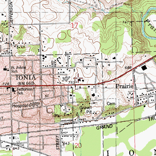 Topographic Map of Ionia Family Medicine, MI