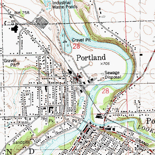 Topographic Map of Portland Station (historical), MI