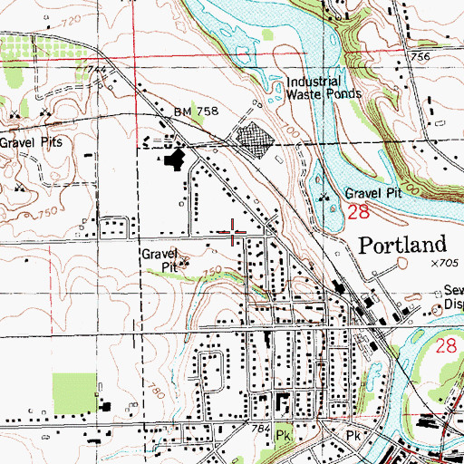 Topographic Map of Mount Hope Church Portland, MI