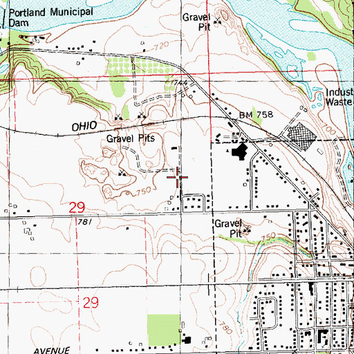 Topographic Map of Portland High School, MI