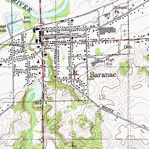 Topographic Map of Harker Middle School, MI