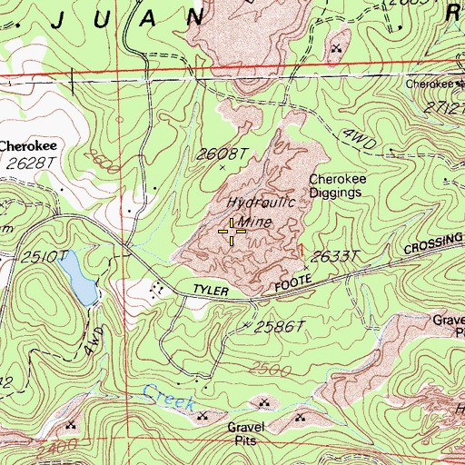 Topographic Map of Cherokee Diggings, CA