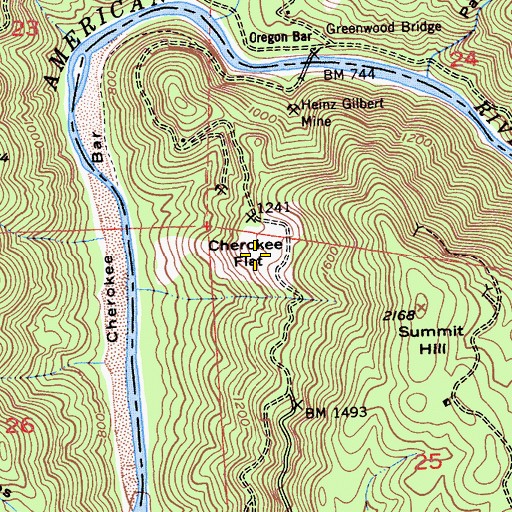 Topographic Map of Cherokee Flat, CA