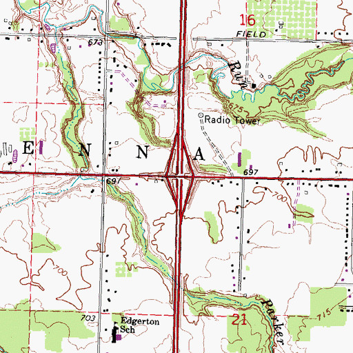 Topographic Map of Interchange 131, MI