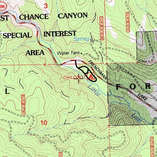 Topographic Map of Chilcoot Campground, CA