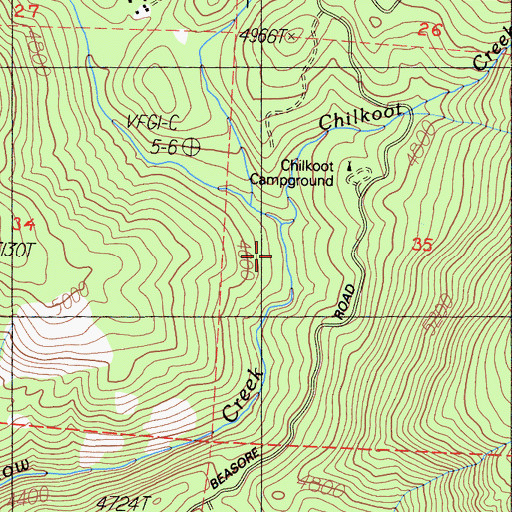 Topographic Map of Chilkoot Creek, CA