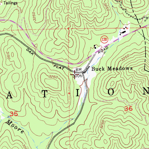 Topographic Map of Buck Meadows Census Designated Place, CA