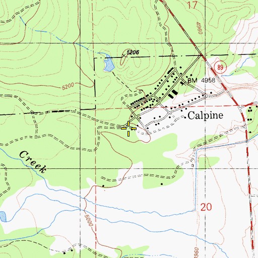 Topographic Map of Calpine Census Designated Place, CA