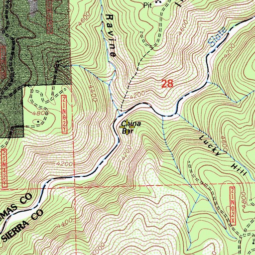 Topographic Map of China Bar, CA