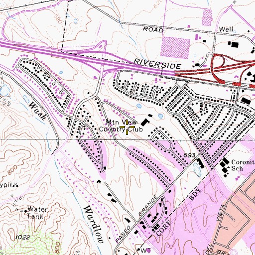 Topographic Map of Coronita Census Designated Place, CA