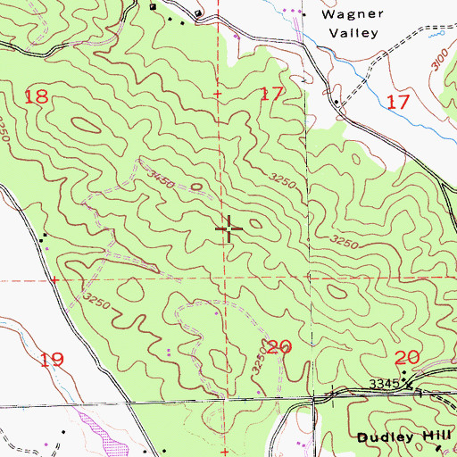 Topographic Map of Greeley Hill Census Designated Place, CA
