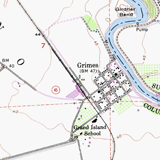Topographic Map of Grimes Census Designated Place, CA